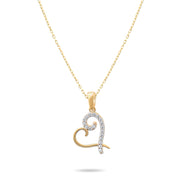 9ct Gold Heart Pendant Necklace with Cubic Zirconia - 42cm Chain Included - Elegant Gift for Women - Kolié