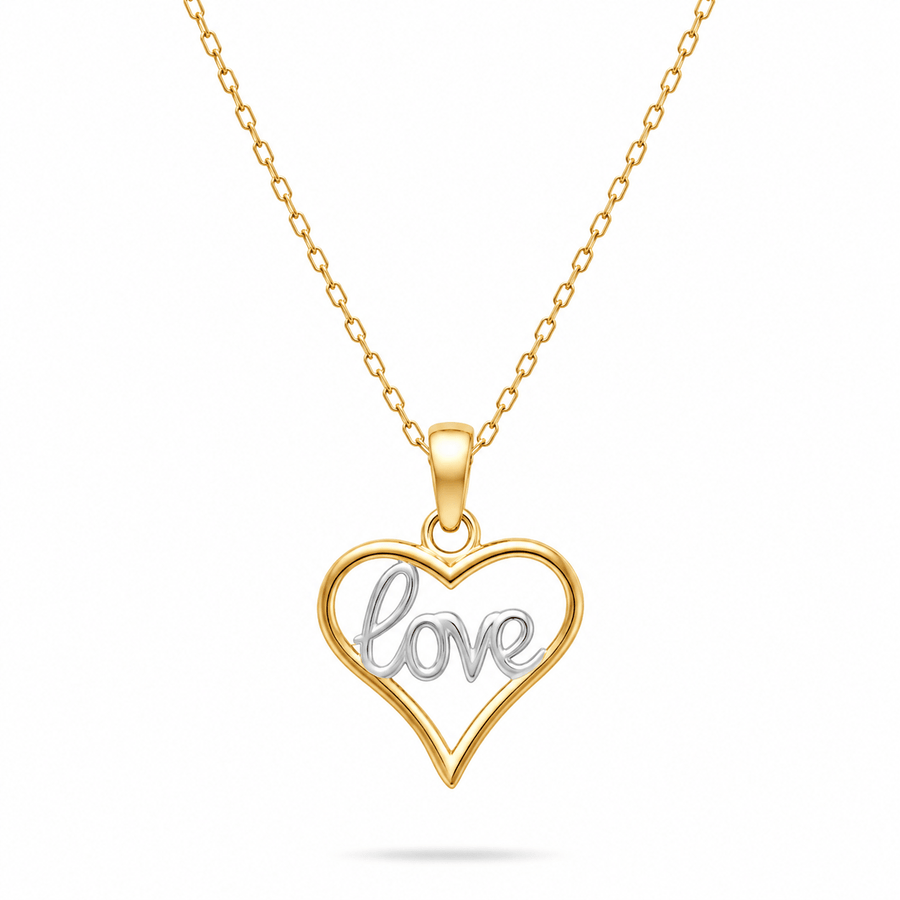 9ct Gold 'Love' Heart Pendant - Pendant Only - Kolié Fine Jewellery