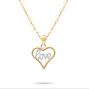 9ct Gold 'Love' Heart Pendant | Romantic Gold Heart Charm | Pendant Only - Kolié