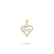 9ct Gold 'Love' Heart Pendant | Romantic Gold Heart Charm | Pendant Only - Kolié