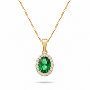 9ct Gold Oval Emerald Green Pendant – Pendant Only - Kolié Fine Jewellery