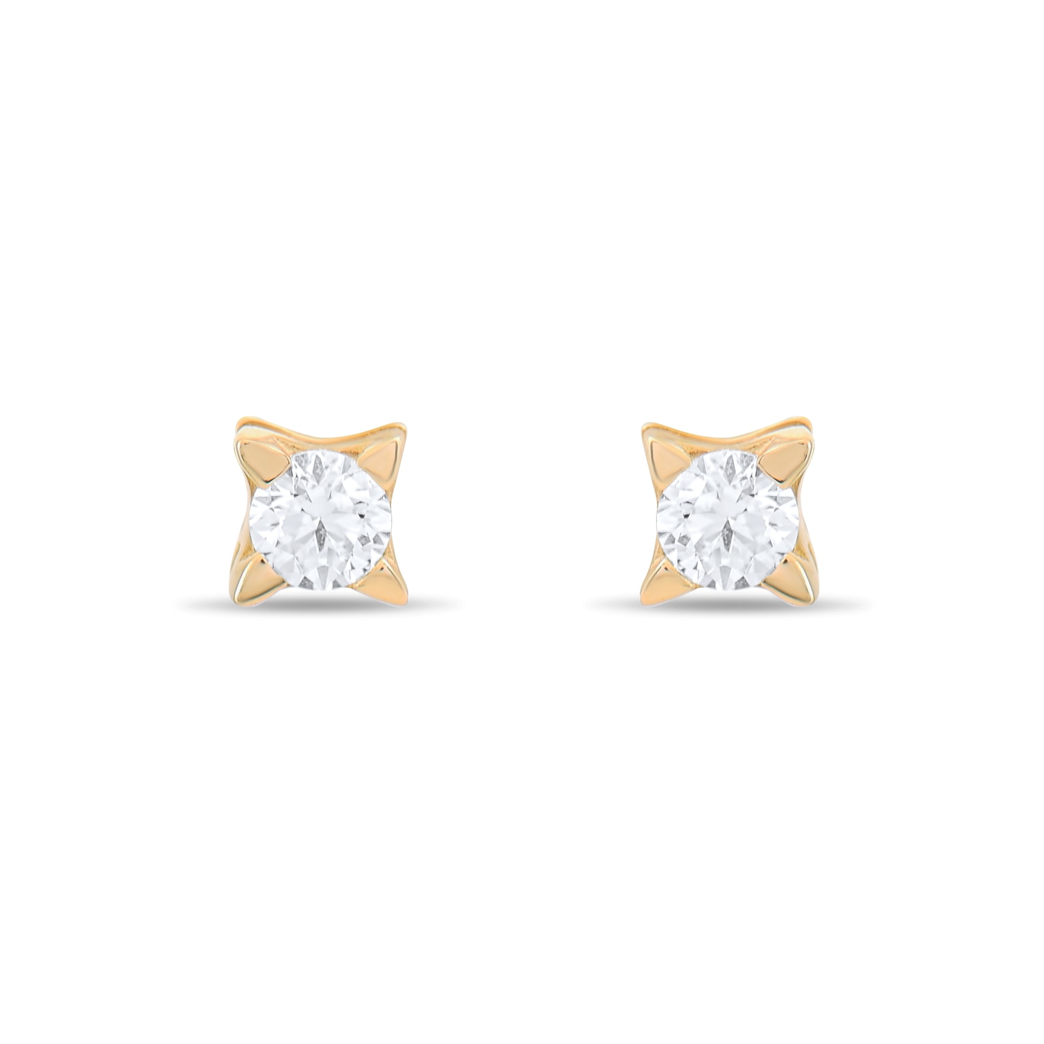 9ct Gold Solitaire Cubic Zirconia Earrings – Elegant Stud Earrings with Clear Stone - Kolié