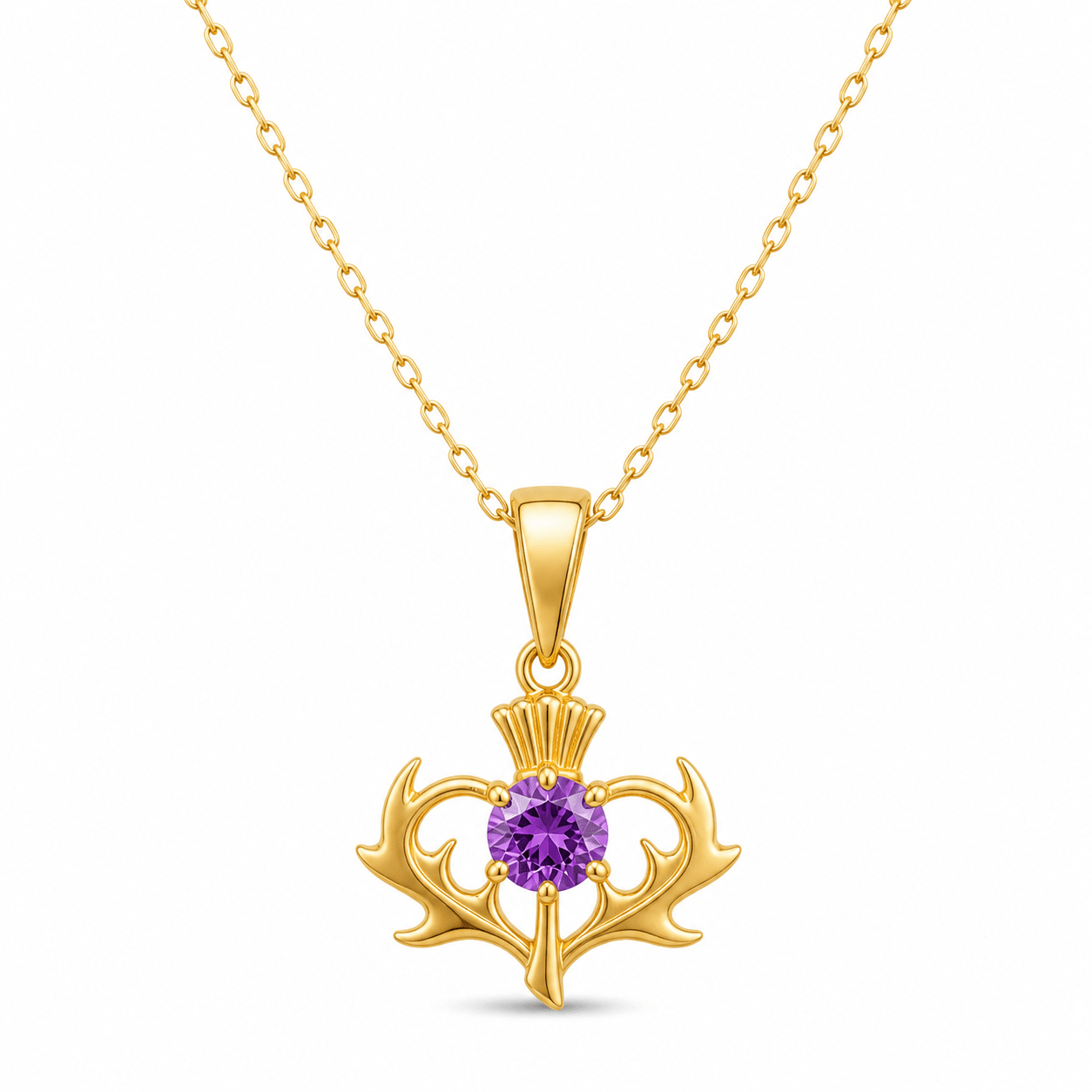 9ct Gold Thistle Pendant with Cubic Zirconia – Fine Scottish Jewellery - Kolié Fine Jewellery