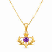 9ct Gold Thistle Pendant with Cubic Zirconia – Fine Scottish Jewellery - Kolié Fine Jewellery
