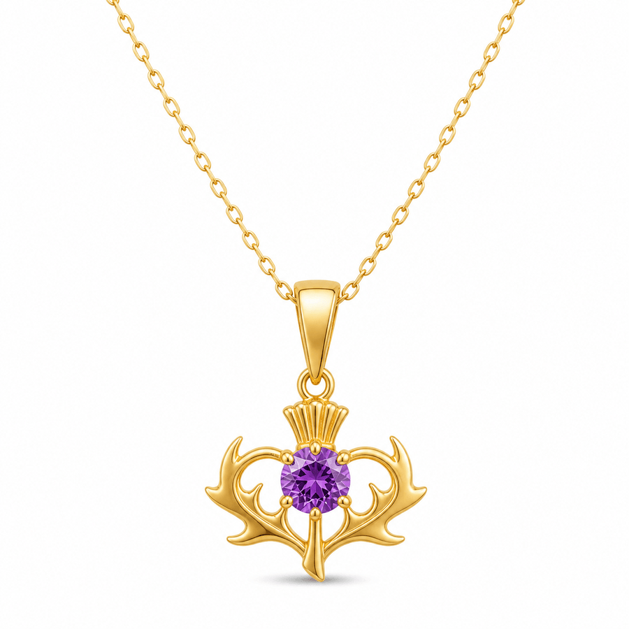 9ct Gold Thistle Pendant with Cubic Zirconia – Fine Scottish Jewellery - Kolié Fine Jewellery
