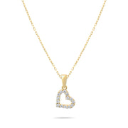 9ct Gold Tiny Open Heart Necklace with Cubic Zirconia | Delicate 42cm Chain | Elegant Gift for Women - Kolié