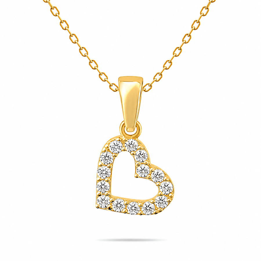 9ct Gold Tiny Open Heart Pendant Necklace - Chain Included - Kolié Fine Jewellery