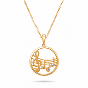 9ct Gold Treble Clef Pendant with Cubic Zirconia – Music Note Charm Necklace Gift - Kolié Fine Jewellery