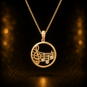 9ct Gold Treble Clef Pendant with Cubic Zirconia – Music Note Charm Necklace Gift - Kolié Fine Jewellery