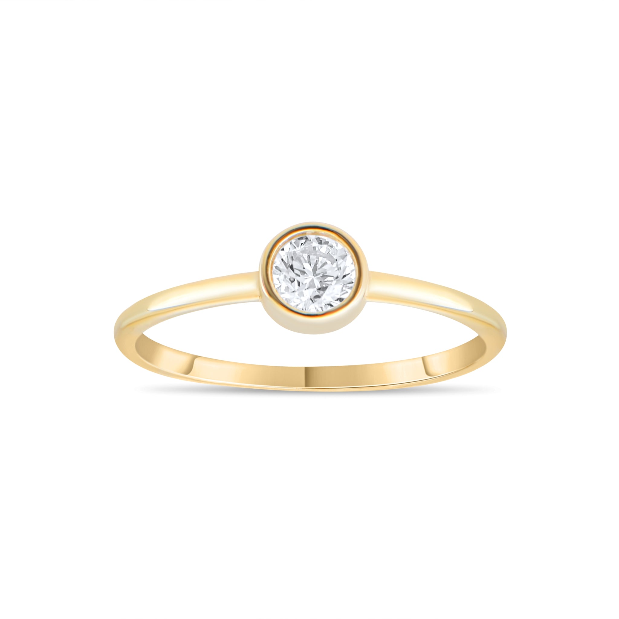 9ct Solid Gold Modern Solitaire Zirconia Ring - Simplistic Beauty - Kolié