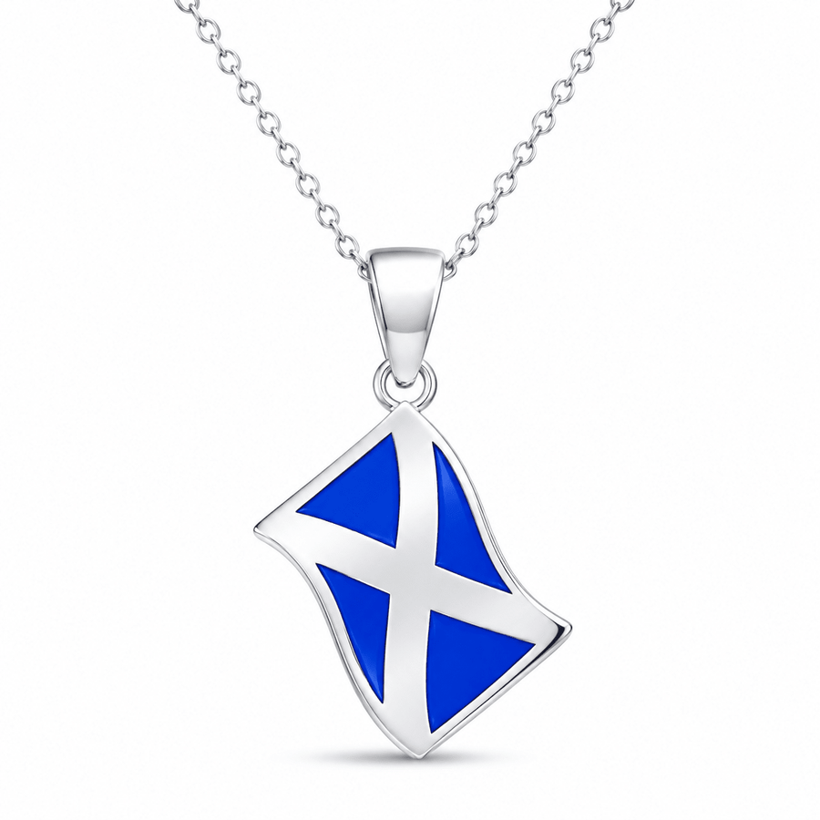 9ct White Gold Scottish Flag Pendant – St. Andrew’s Cross by Kolié Edinburgh - Kolié Fine Jewellery
