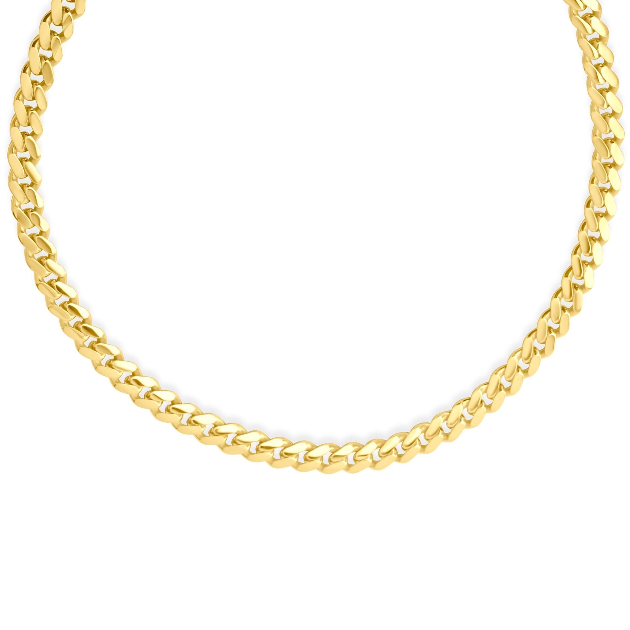 9ct Yellow Gold 10mm Square Curb Chain Necklace (46cm) - Kolié Fine Jewellery