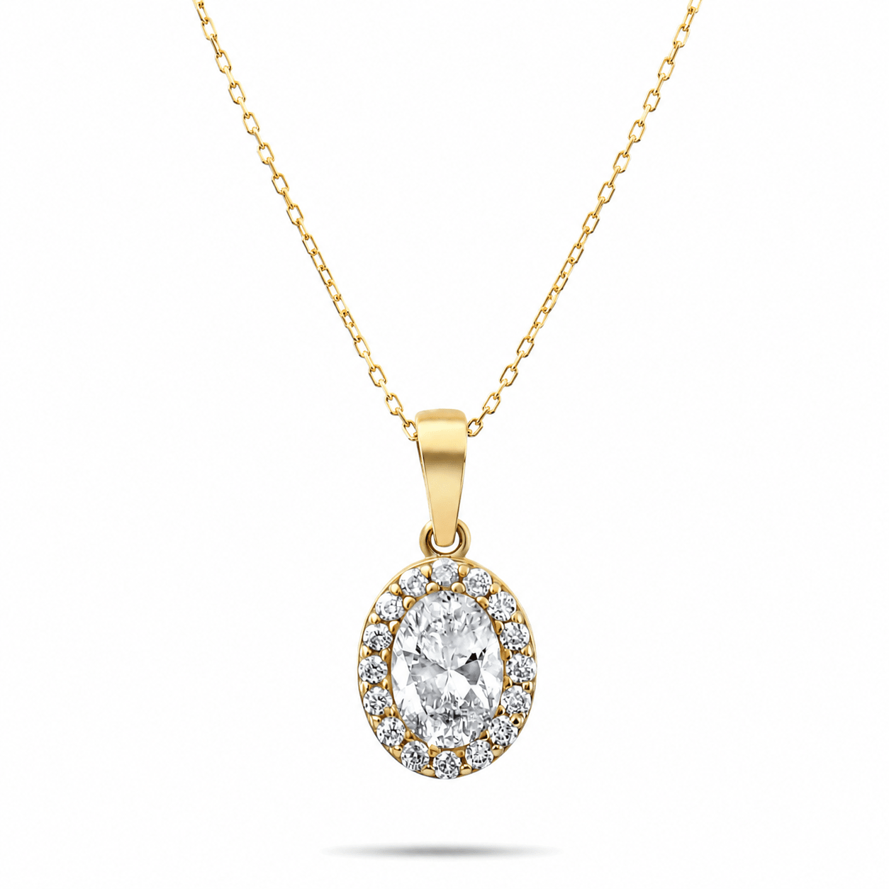 9ct Yellow Gold Oval CZ Pendant - Kolié Fine Jewellery