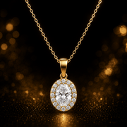 9ct Yellow Gold Oval CZ Pendant - Kolié Fine Jewellery