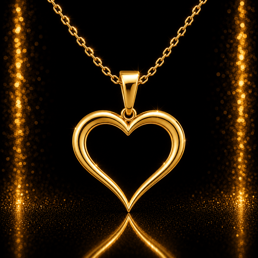 9ct/14ct Gold Open Heart Pendant - Pendant Only - Kolié Fine Jewellery