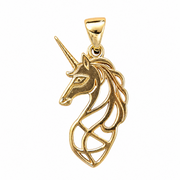 Solid 9ct and 14ct gold Scottish unicorn pendant necklace representing royal heraldry and premium craftsmanship by Kolié