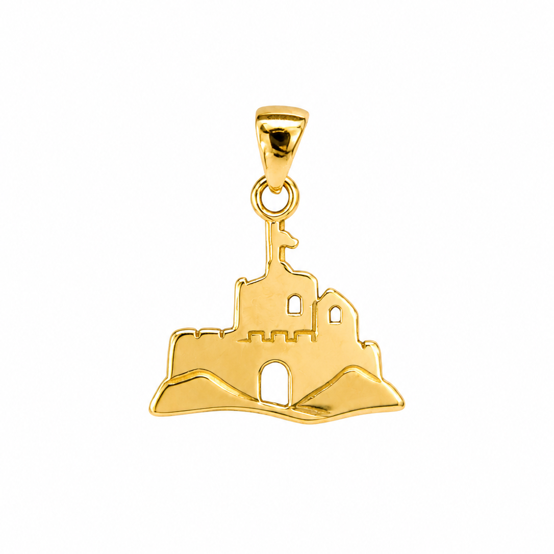 Solid Gold historic castle pendant necklace representing architectural heritage by Kolié