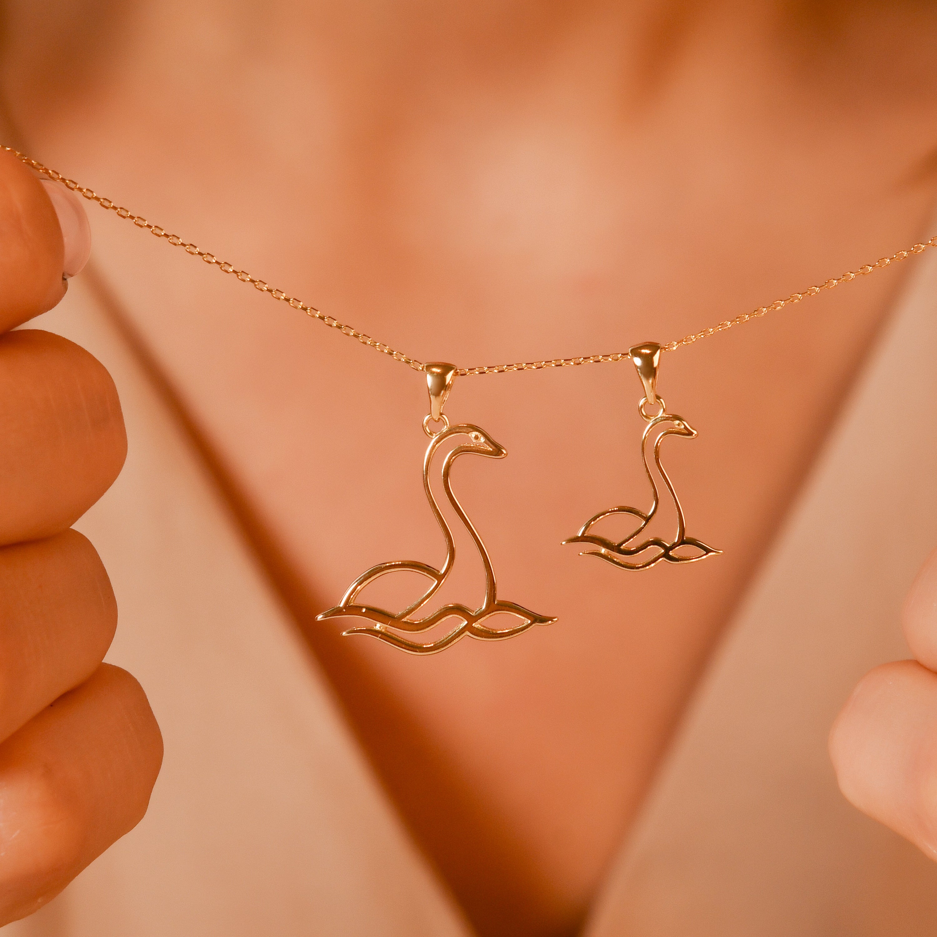 Solid Gold Scottish Nessie Pendant Necklace • Fine 9ct & 14ct Luxury Charm