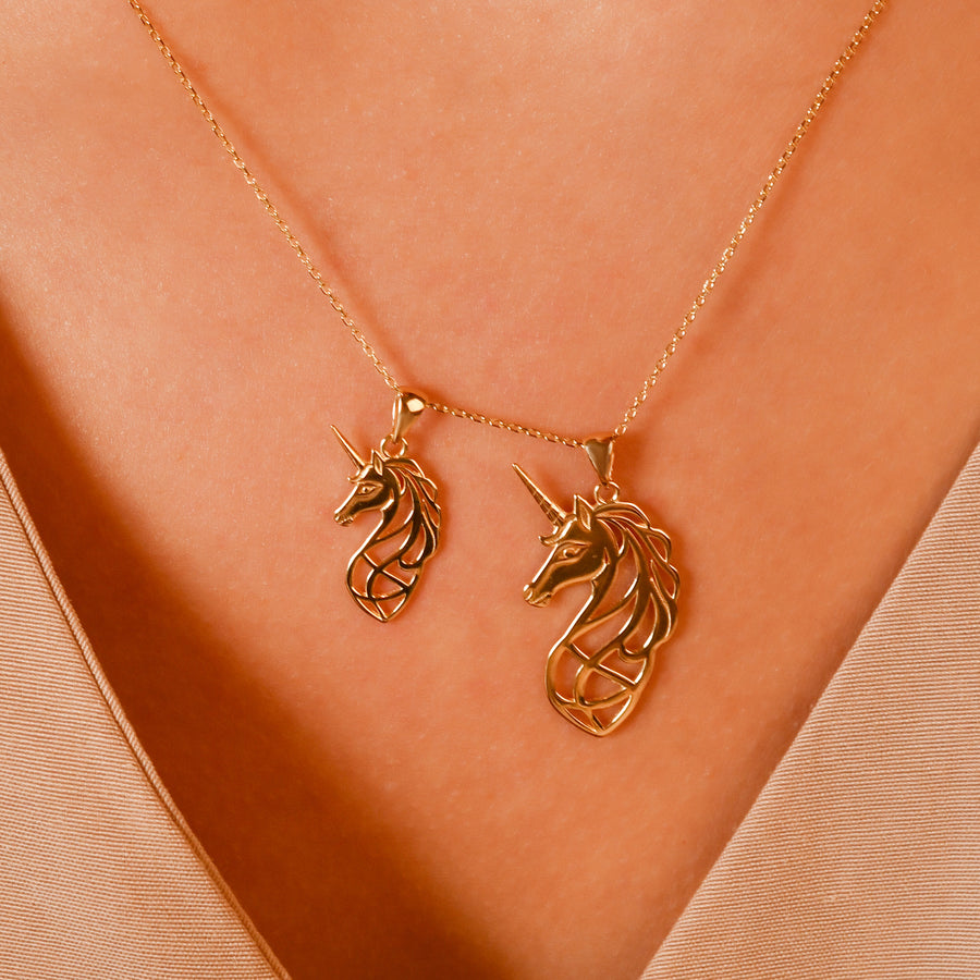 Scottish Unicorn Pendant Necklace • Sterling Silver & 18ct Gold Vermeil • Mythical Royalty Charm