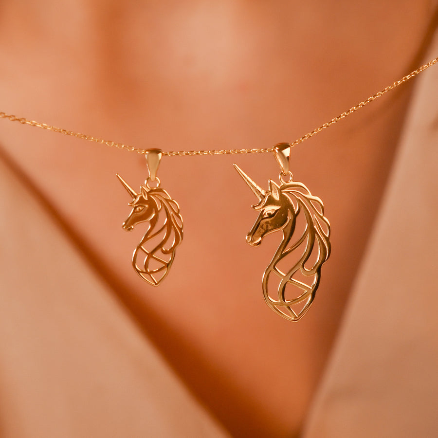 Scottish Unicorn Pendant Necklace • Sterling Silver & 18ct Gold Vermeil • Mythical Royalty Charm