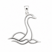 Close up of the intricate high polish mirror finish on the medium silver Scottish Nessie statement pendant by Kolié