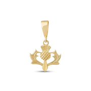 Close up of large hallmarked gold thistle pendant showing intricate texture