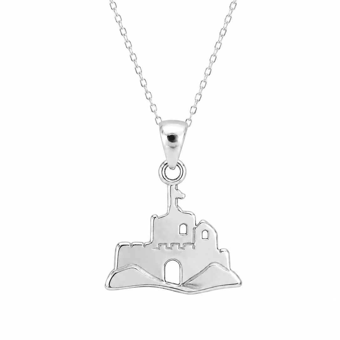 Historic Castle Pendant Necklace • Sterling Silver & 18ct Gold Vermeil • Fortress Charm - Kolié Fine Jewellery