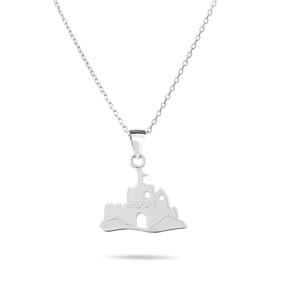 Historic Castle Pendant Necklace • Sterling Silver & 18ct Gold Vermeil • Fortress Charm - Kolié Fine Jewellery