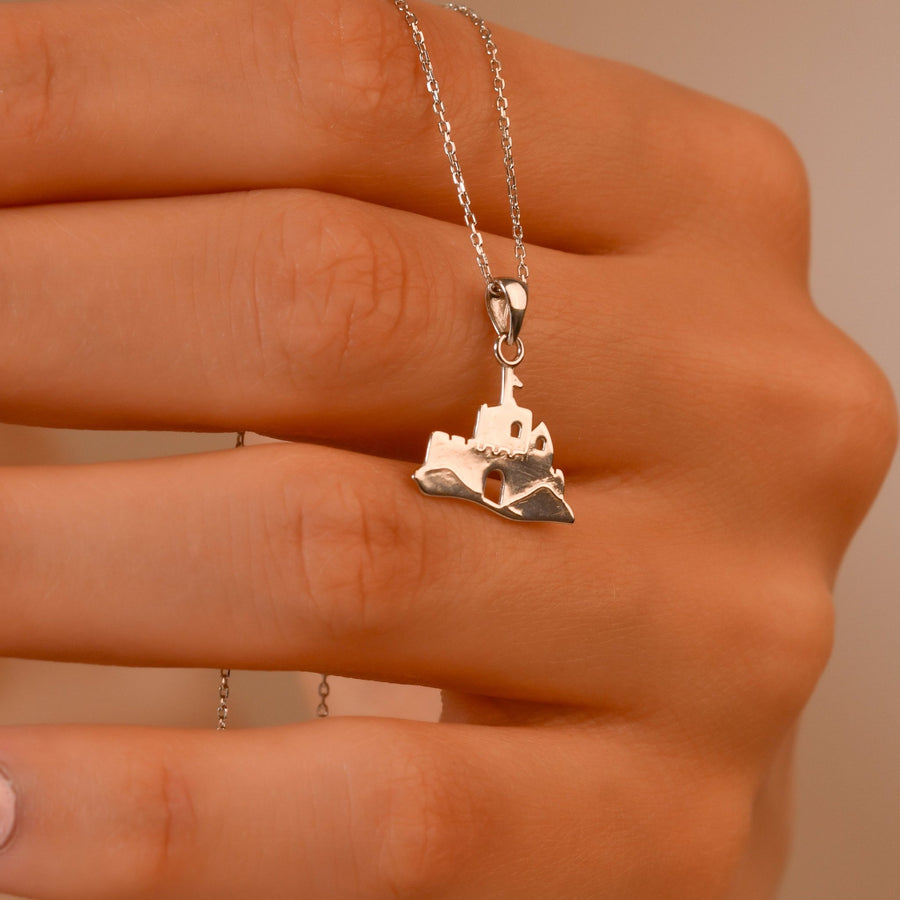 Historic Castle Pendant Necklace • Sterling Silver & 18ct Gold Vermeil • Fortress Charm - Kolié Fine Jewellery