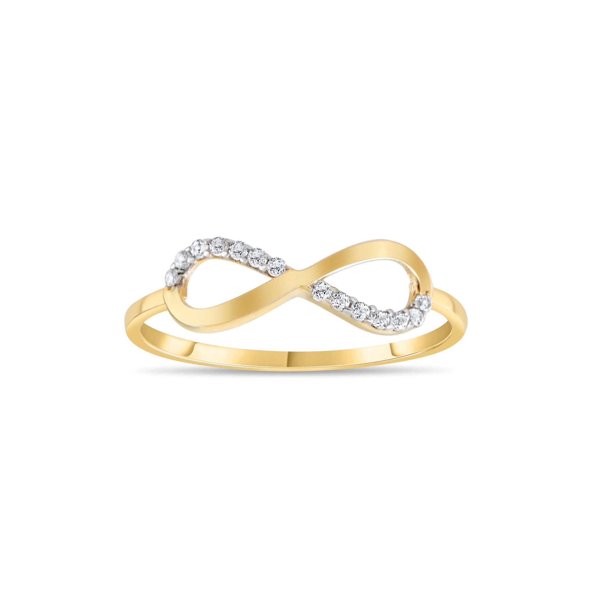 Kolié 14ct Yellow Gold Infinity Ring with Zirconia - Endless Elegance - Kolié