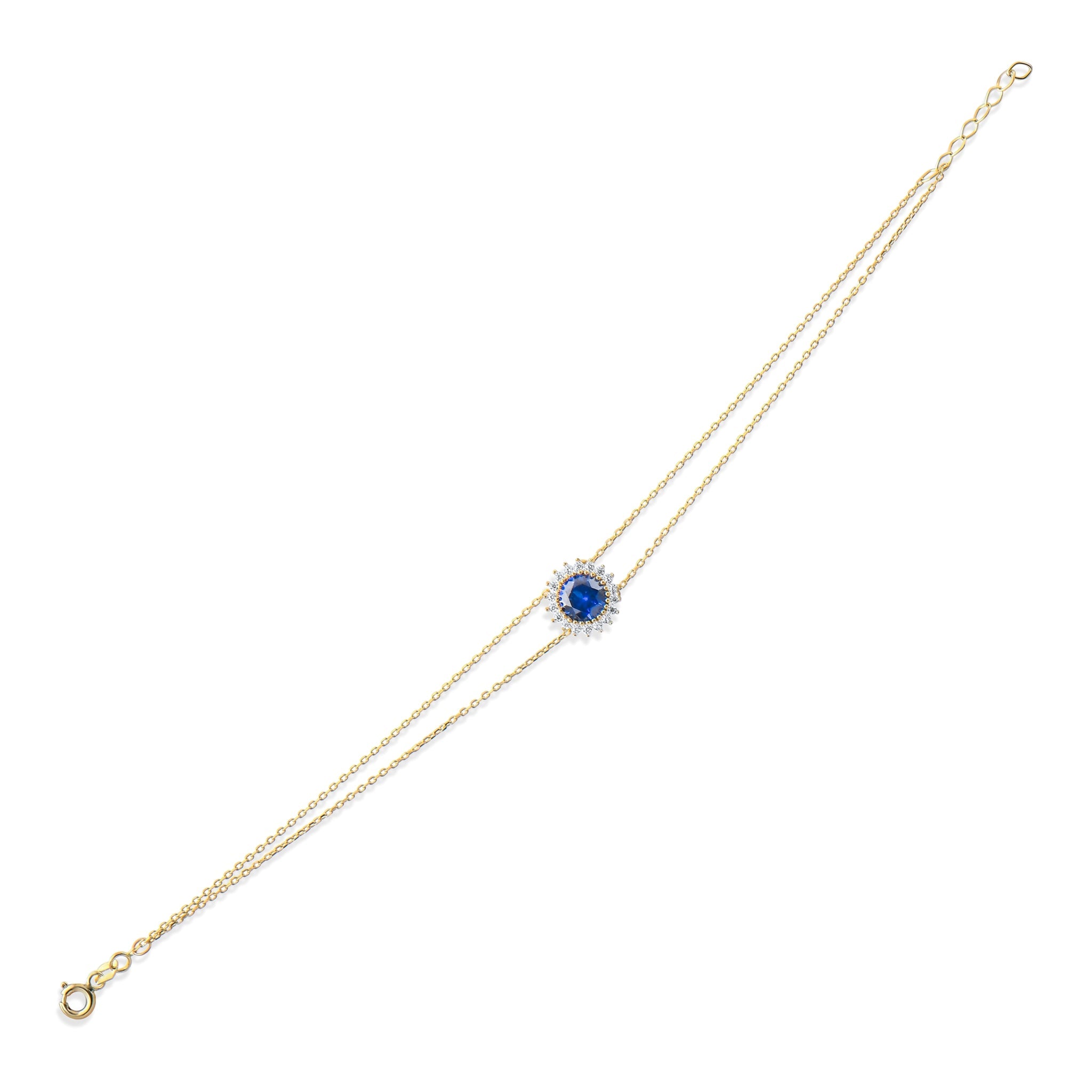 Kolié 9ct Gold Bracelet with Cubic Zirconia - Sapphire blue, Emerald green, Clear zirconia - Kolié