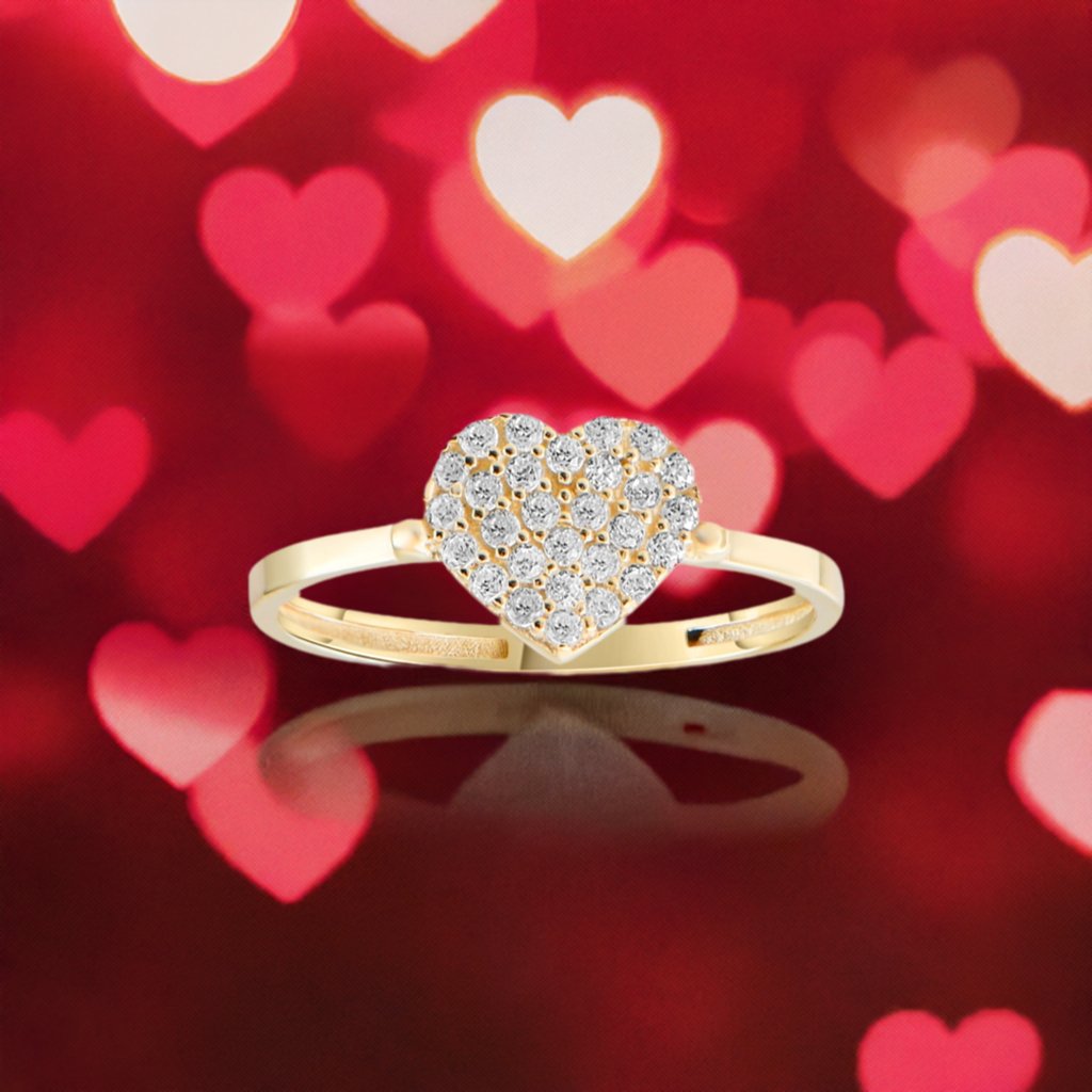 Kolié 9ct Gold Zirconia Heart Ring - Love's Sparkling Tribute - Kolié