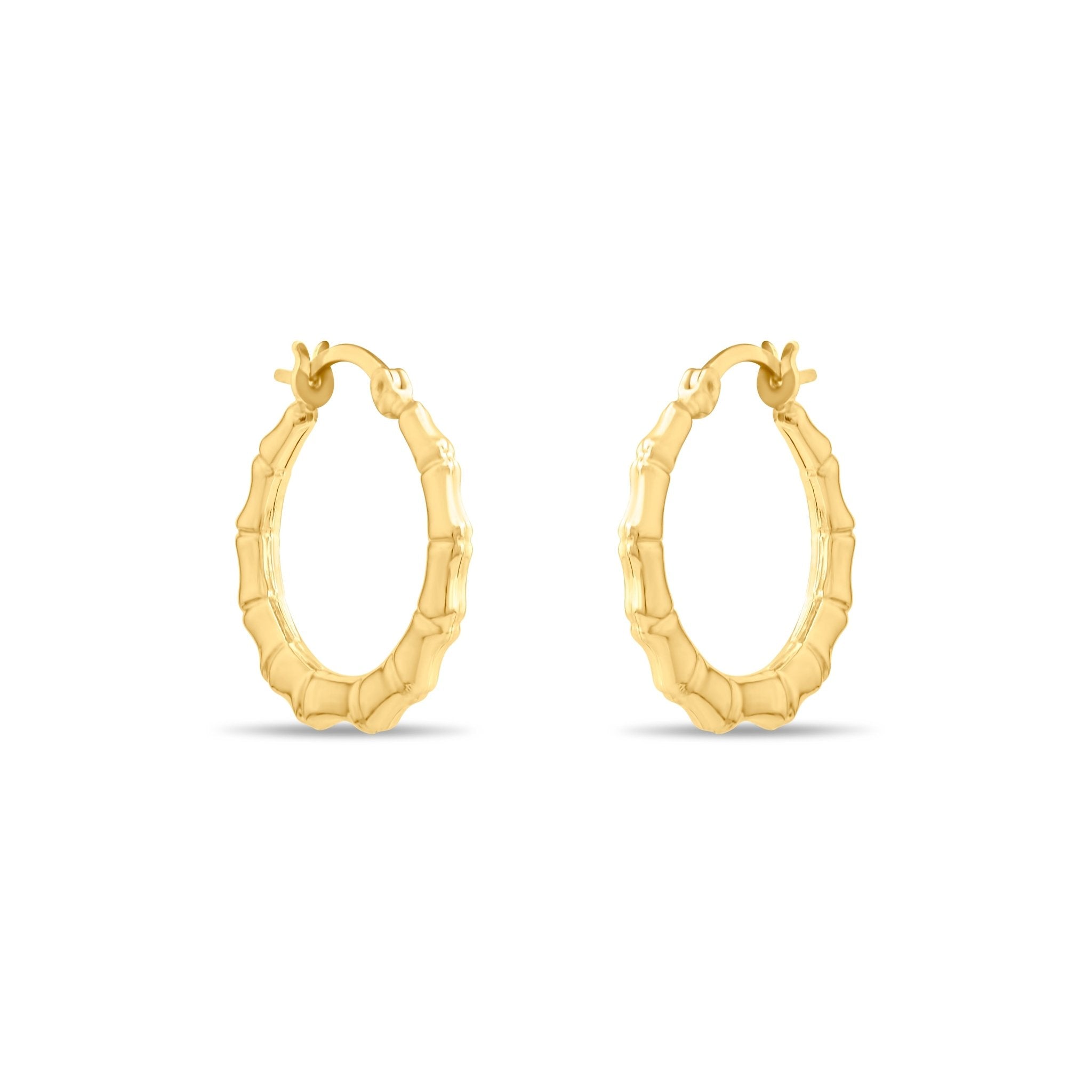 Kolié 9ct Solid Gold Bamboo Hoop Earrings - Kolié