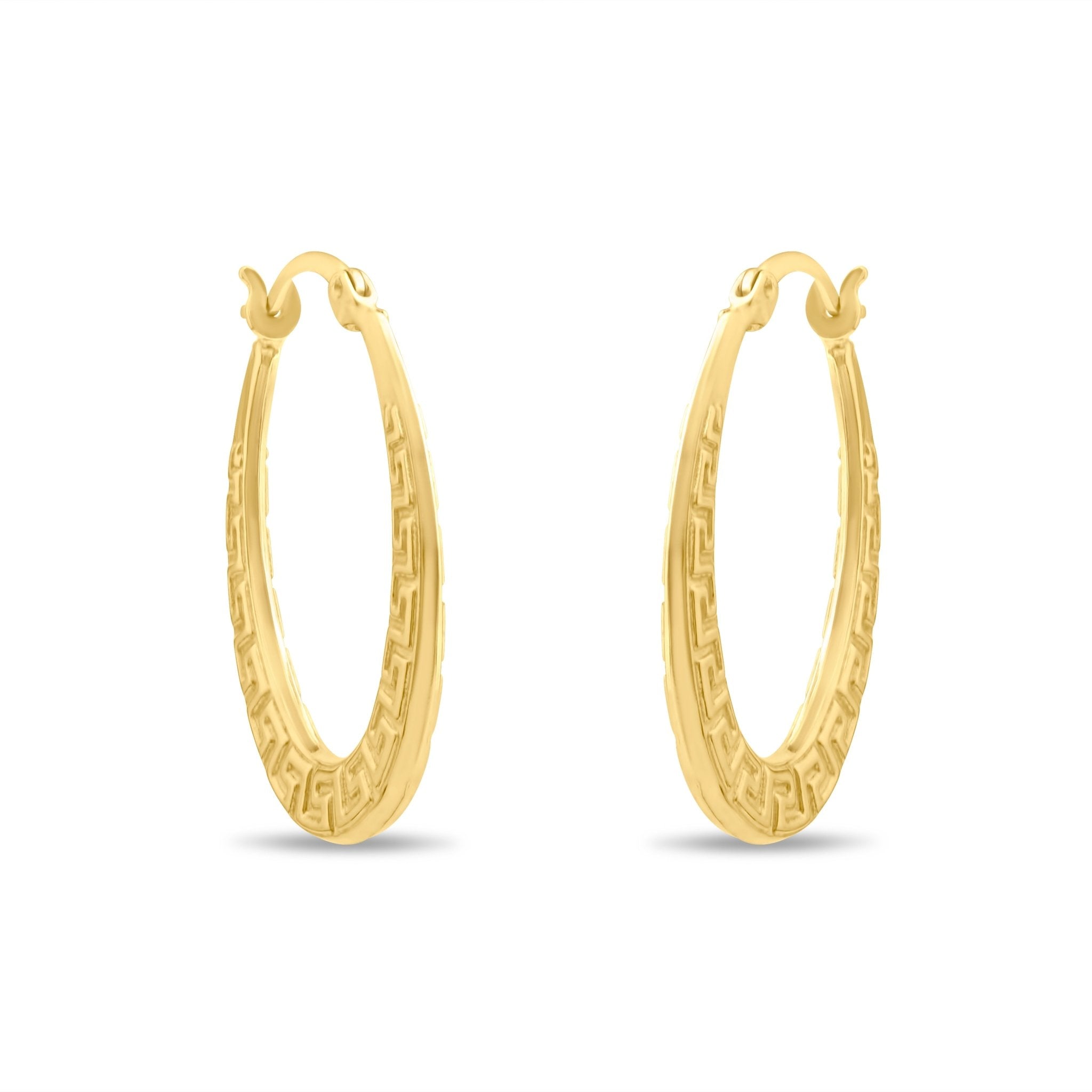 Kolié 9ct Solid Gold Greek Key Hoop Earrings - Kolié