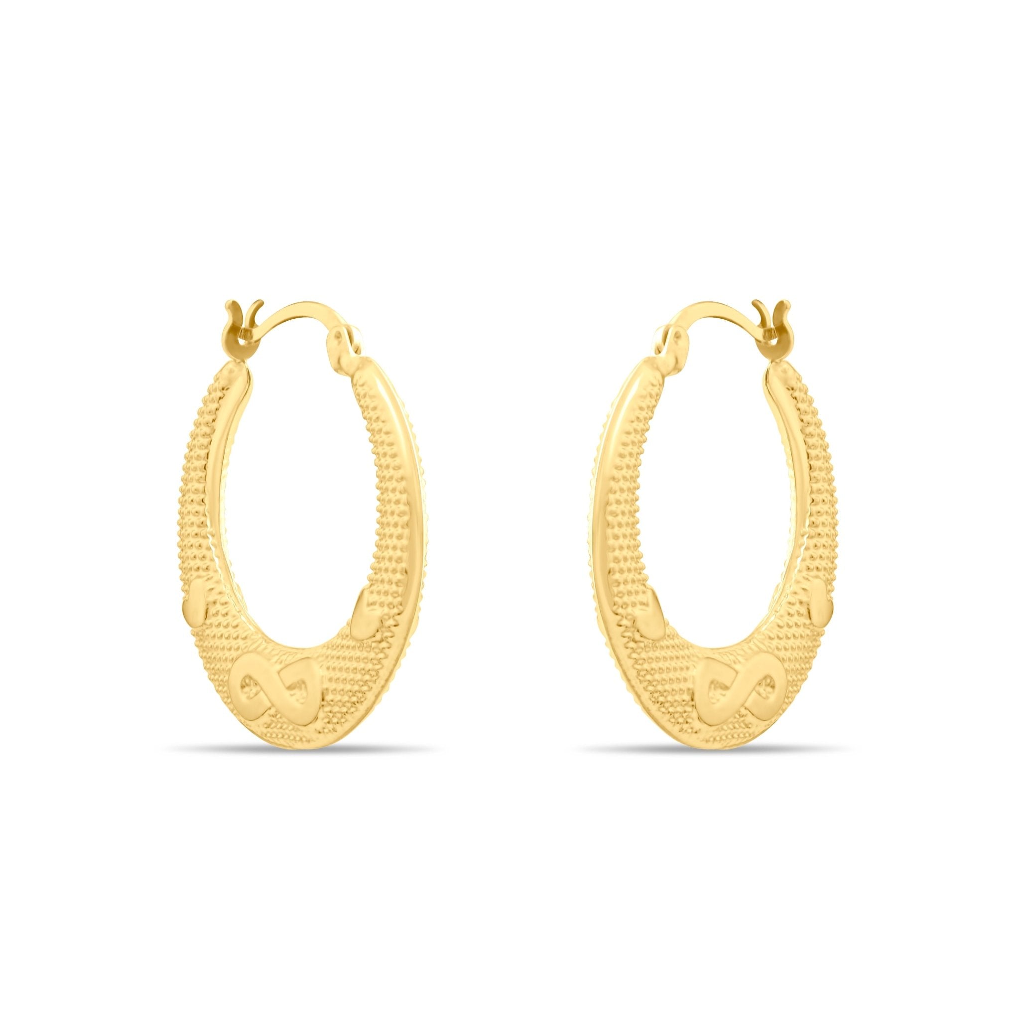 Kolié 9ct Solid Gold Infinity and Hearts Hoop Earrings - Kolié