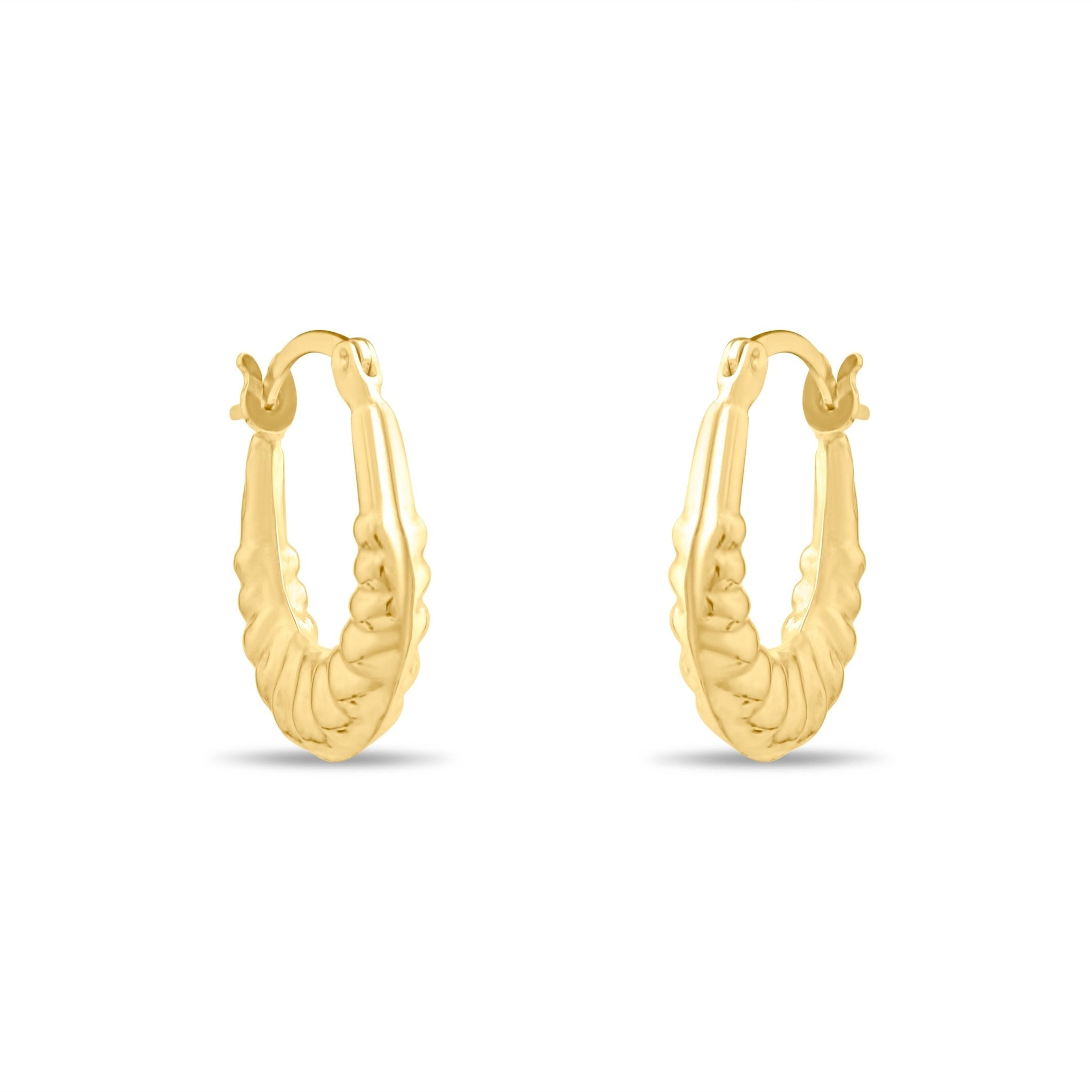 Kolié 9ct Solid Gold Ribbed Hoop Earrings - Kolié