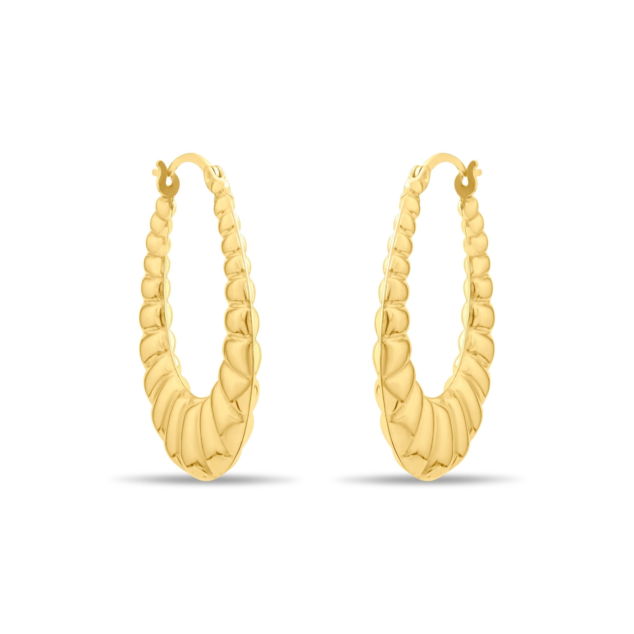 Kolié 9ct Solid Gold Ribbed Hoop Earrings - Kolié