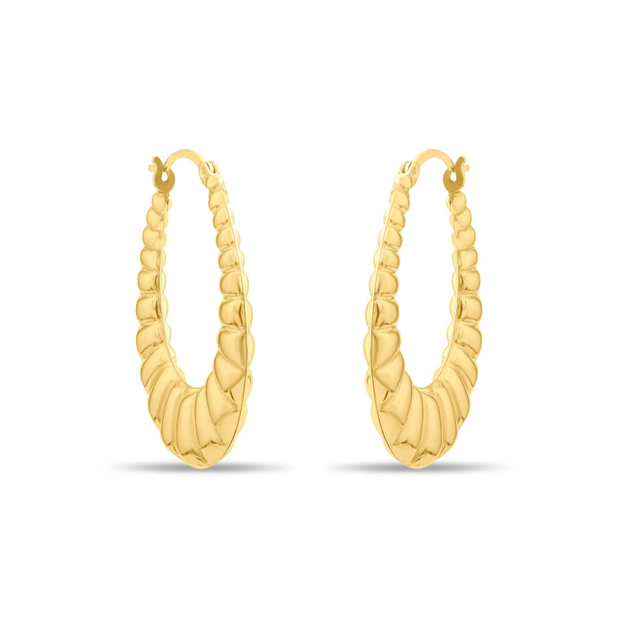 Kolié 9ct Solid Gold Ribbed Hoop Earrings - Kolié