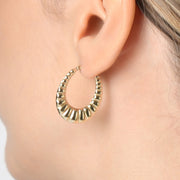 Kolié 9ct Solid Gold Ribbed Hoop Earrings - Kolié