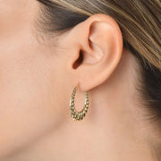 Kolié 9ct Solid Gold Ribbed Hoop Earrings - Kolié