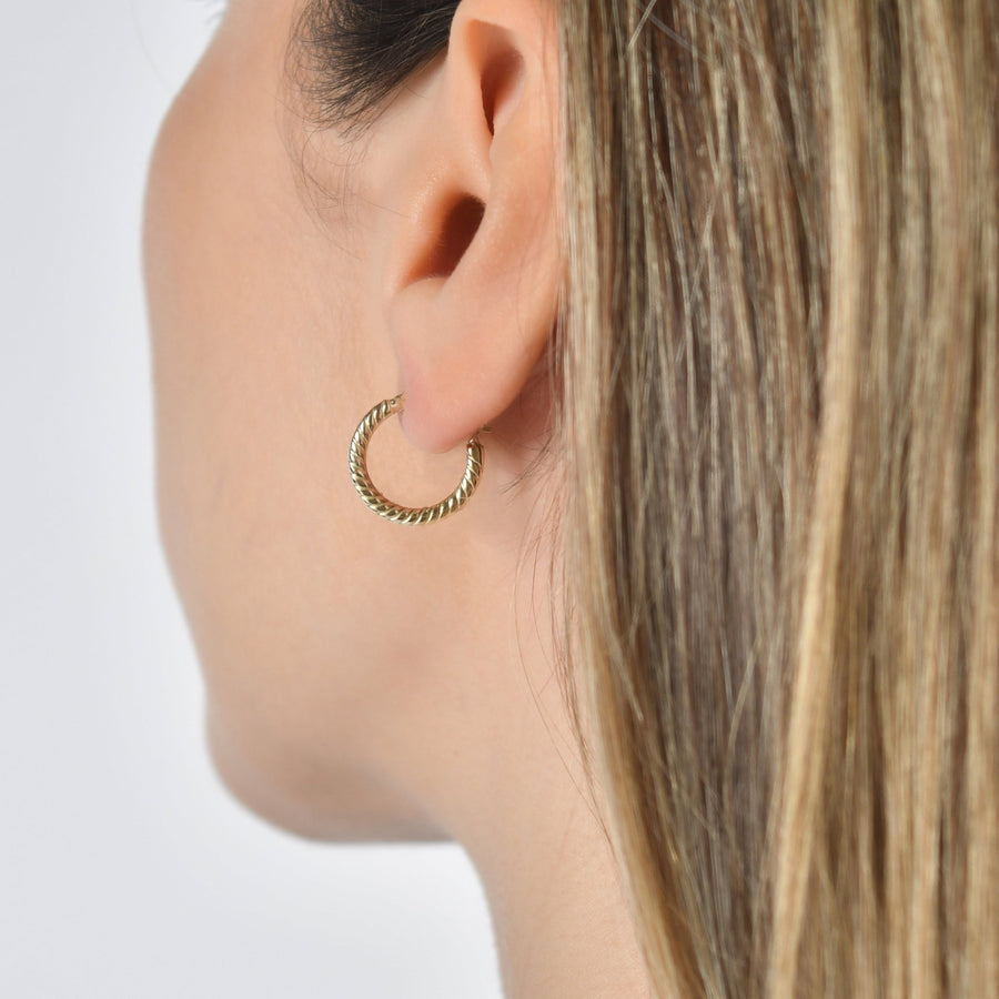 Kolié 9ct Solid Gold Rope Hoop Earrings - Kolié