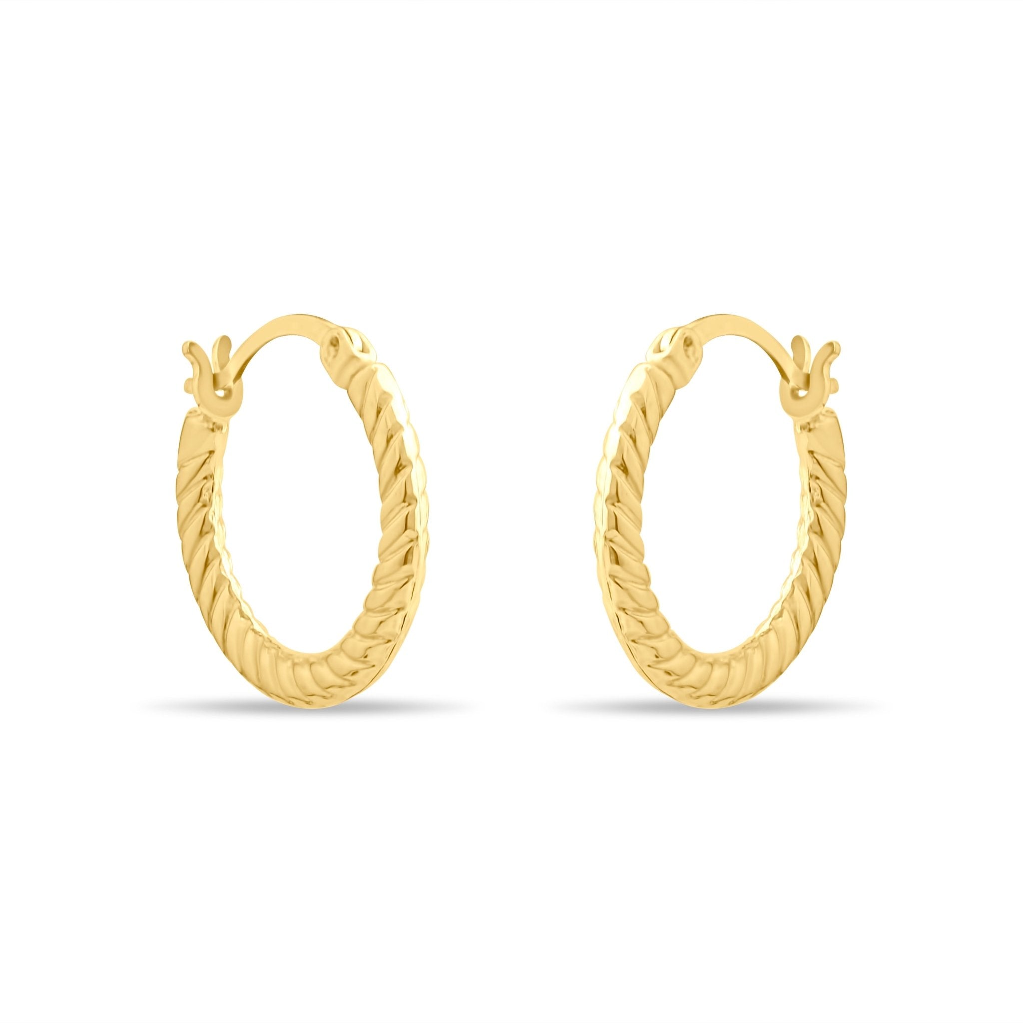 Kolié 9ct Solid Gold Rope Hoop Earrings - Kolié