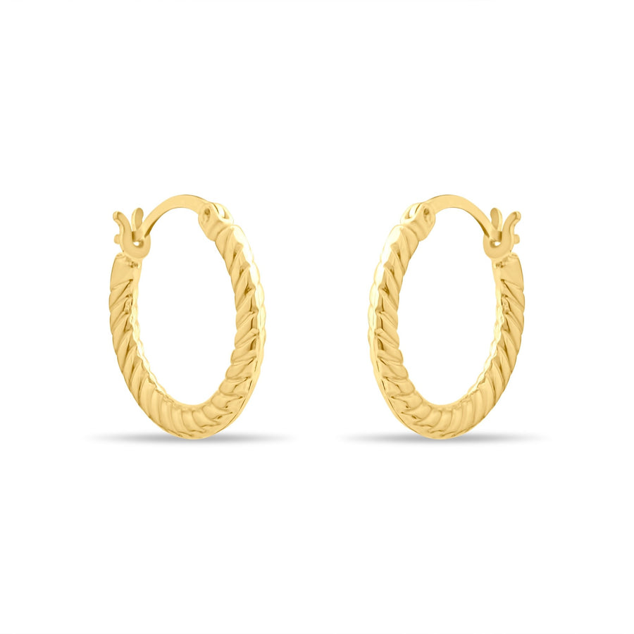 Kolié 9ct Solid Gold Rope Hoop Earrings - Kolié