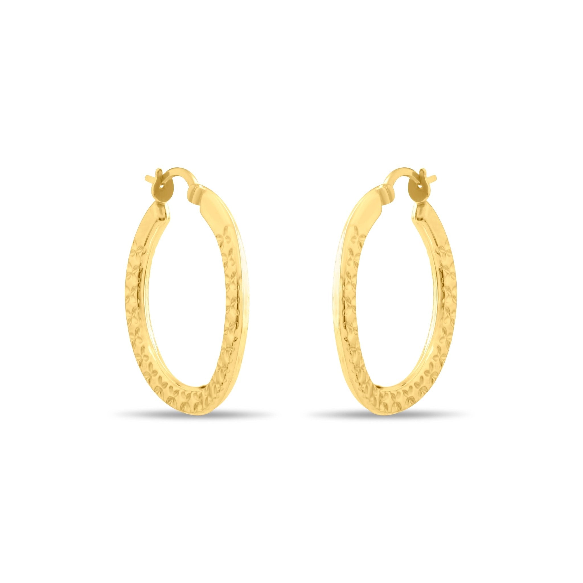 Kolié 9ct Solid Gold Textured Hoop Earrings - Kolié