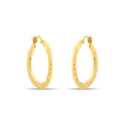 Kolié 9ct Solid Gold Textured Hoop Earrings - Kolié