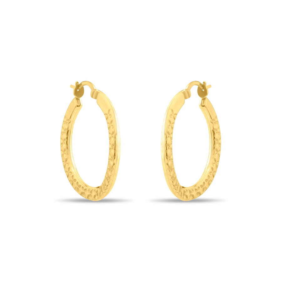 Kolié 9ct Solid Gold Textured Hoop Earrings - Kolié