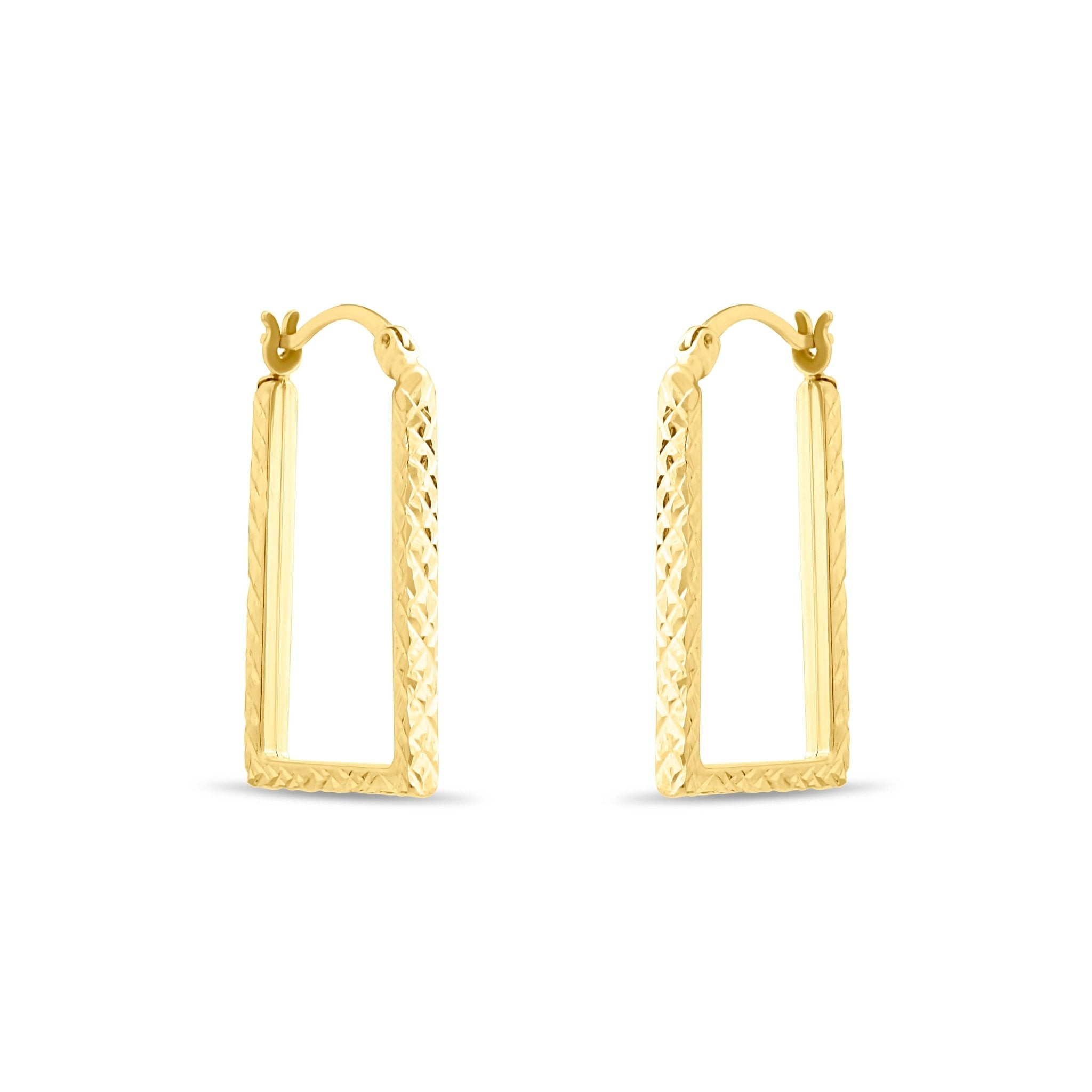 Kolié 9ct Solid Gold Textured Square Hoop Earrings - Kolié