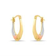 Kolié 9ct Solid Gold Tri - Colour Twisted Hoop Earrings - Kolié