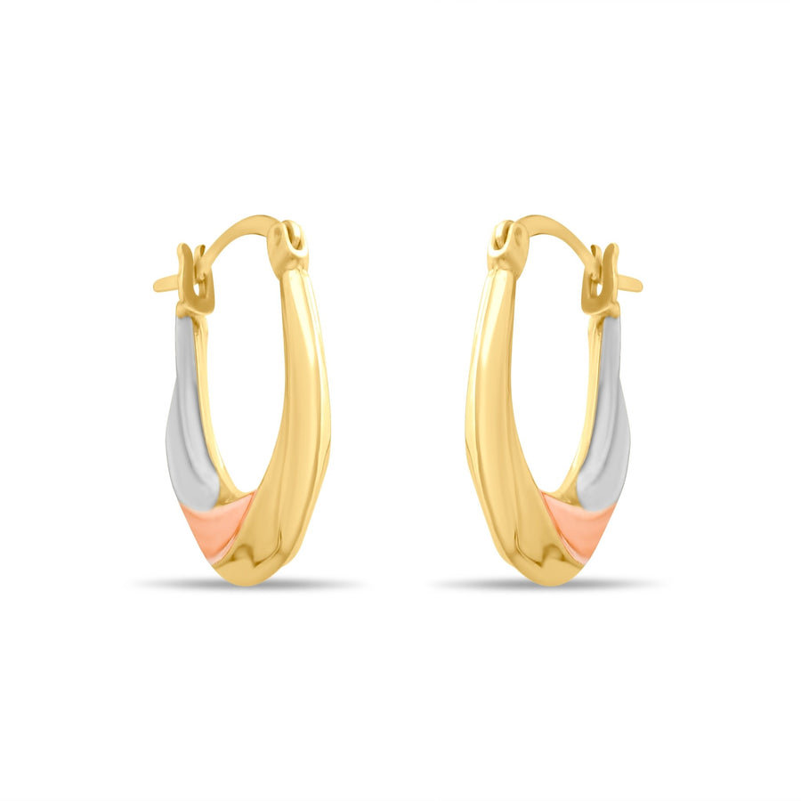 Kolié 9ct Solid Gold Tri - Colour Twisted Hoop Earrings - Kolié