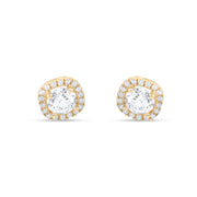 Kolié 9ct Yellow Gold Halo Zirconia Earrings - A Symphony of Light and Luxury - Kolié